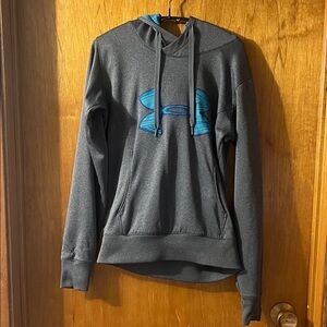 Under Armour Charcoal Hoodie with Teal Logo Size XS